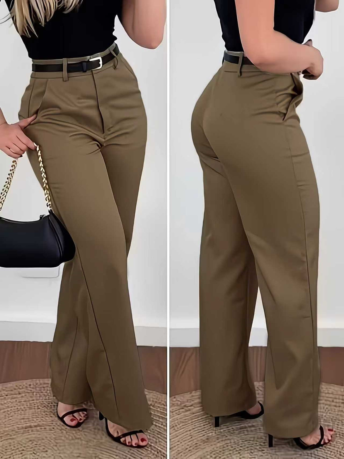 Women's High Waist Commuter Draping Slim Fit Casual Pants