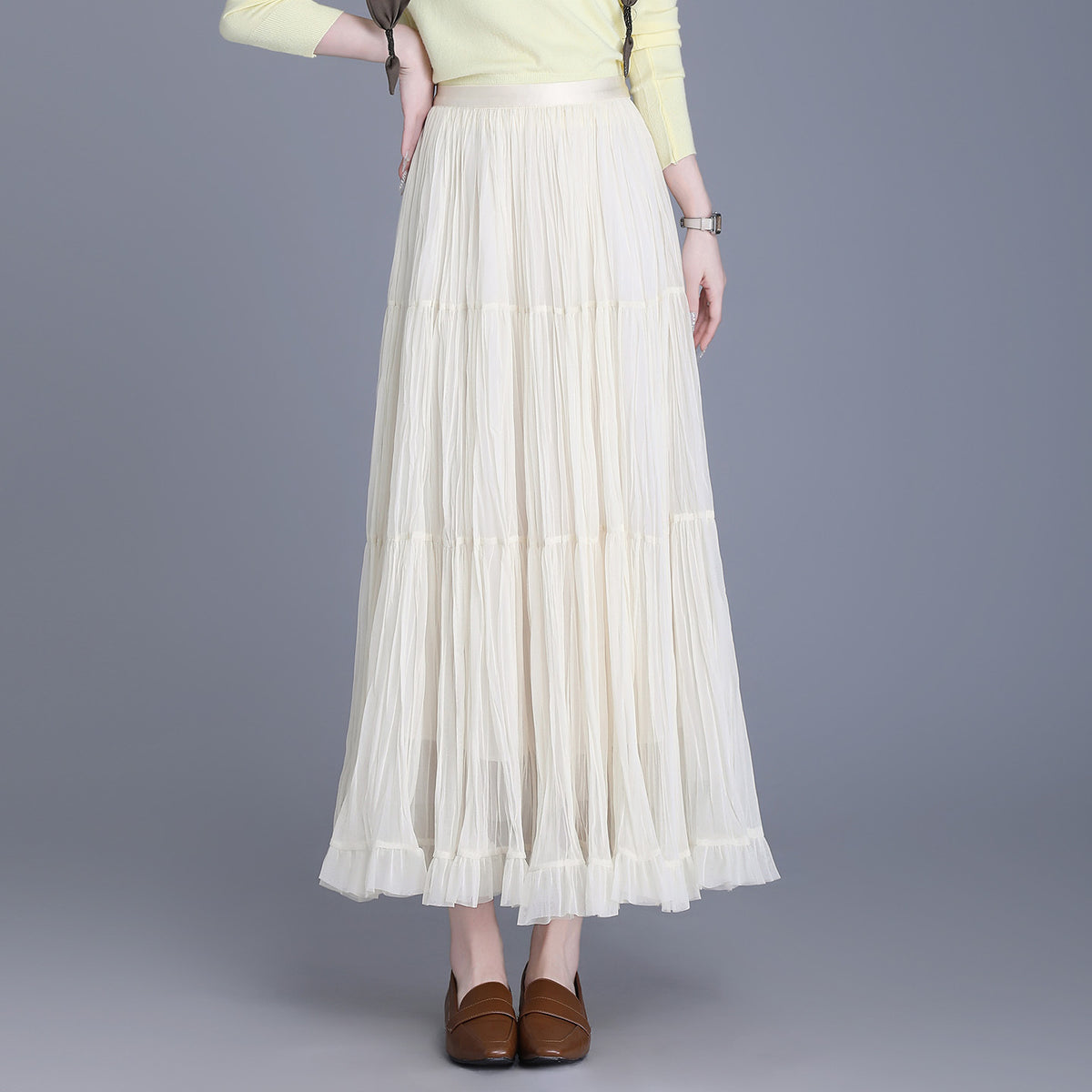 Women's High Waist A- Line Slimming Cover Long Dress Skirt