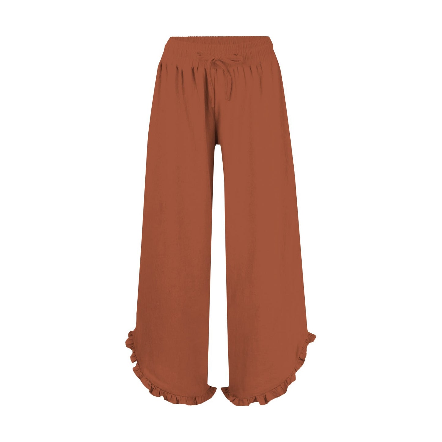 Women's High Waist Pleating Irregular Trousers Cotton Linen Casual Pants