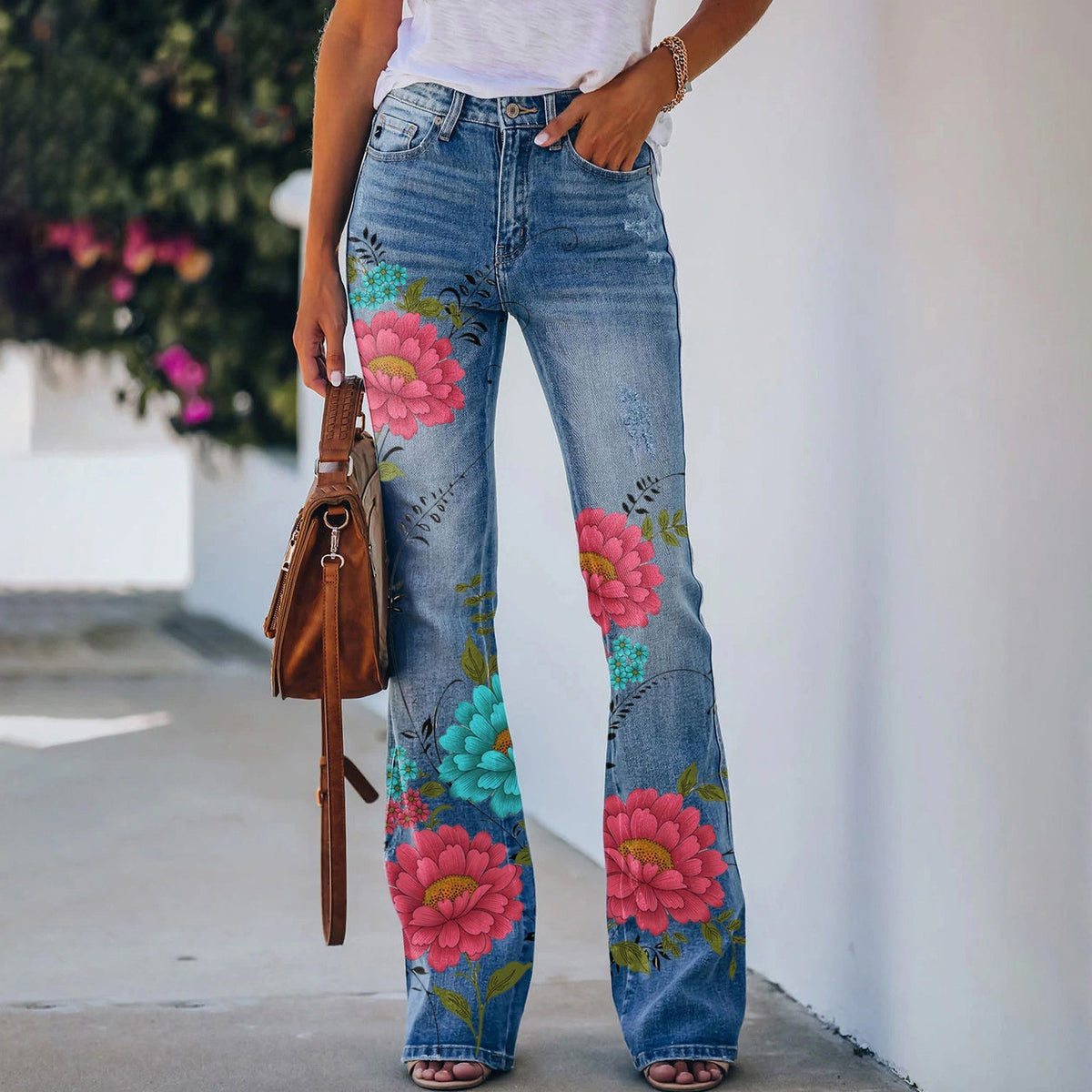 Women's Large Thin Casual Artistic Printing Imitation Pants