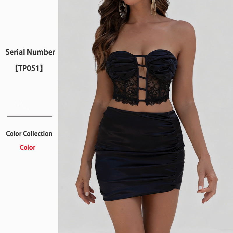 Women's Tube Backless Navel Sexy Sheath Slim Fashion Casual Suit