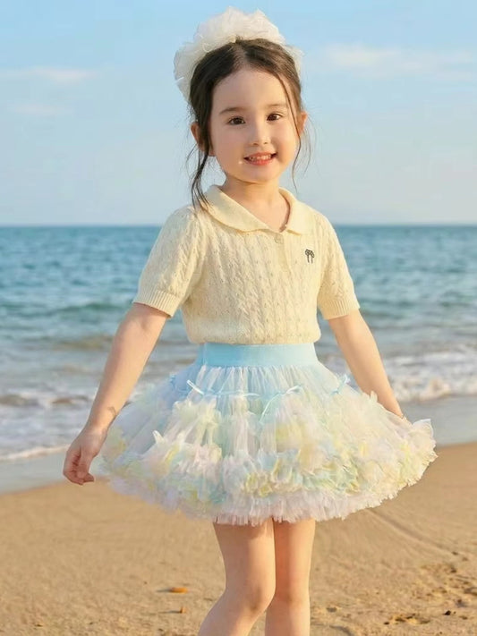 Children's Leaf Bowknot Pettiskirt Miniskirt Years Old Cake Children's Dress