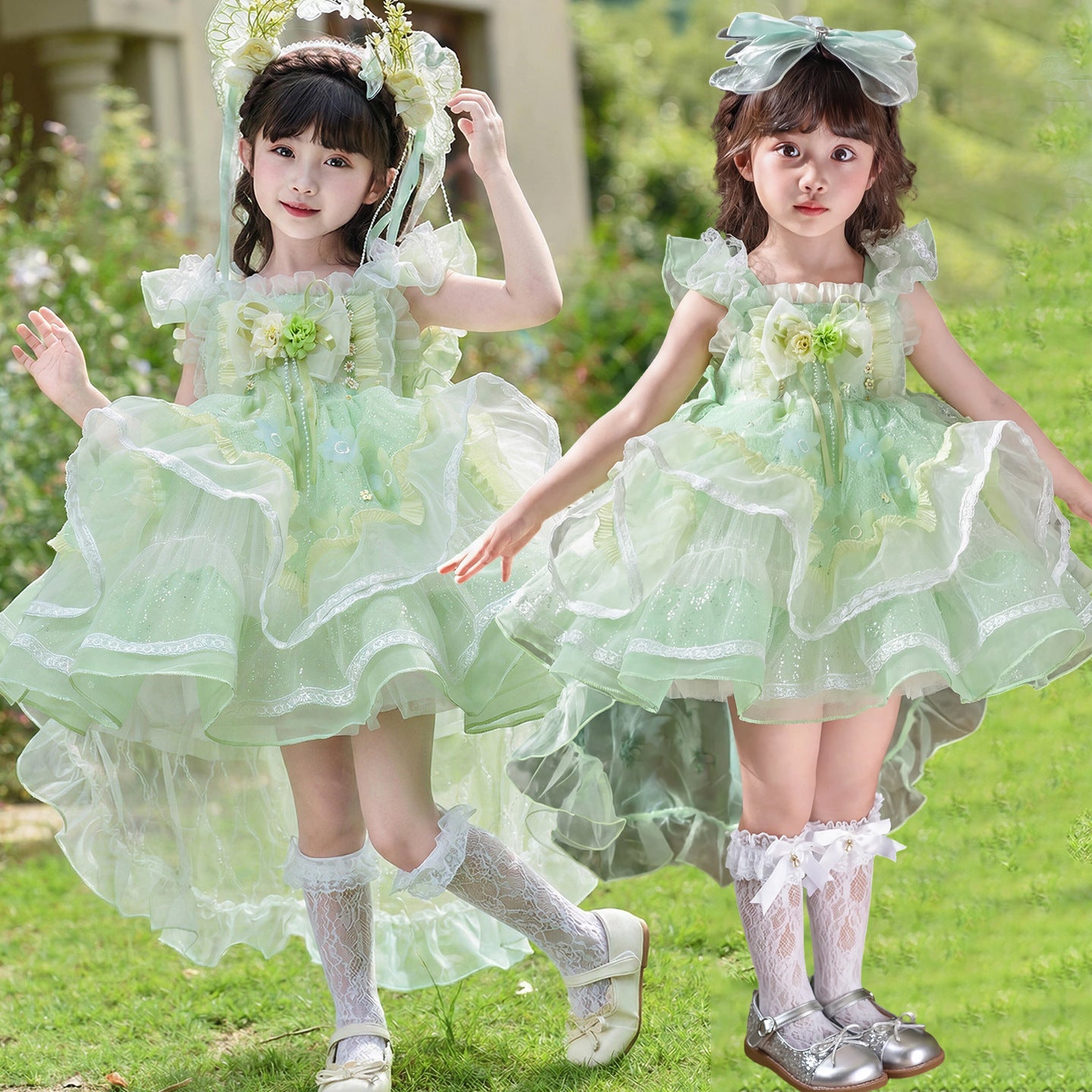 Princess Secret Garden Fruit Green Dopamine Children's Dress
