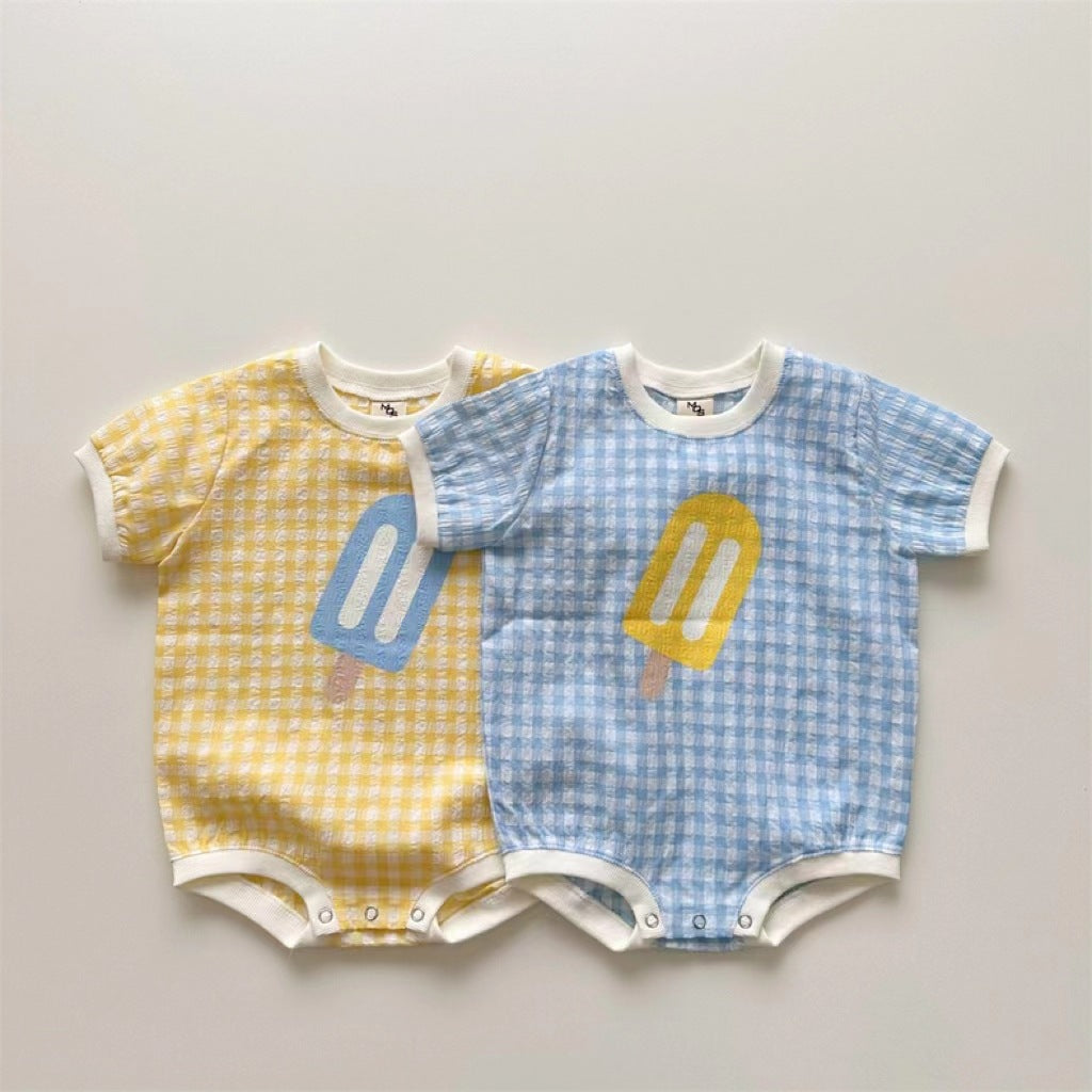 Jumpsuit Unisex Short Sleeve Cute Plaid Jumpsuit, Climbing Suit