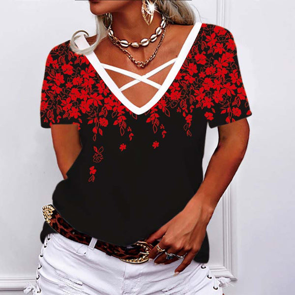 Summer Fashion Sleeve Printed Loose Comfortable Women's T-shirt