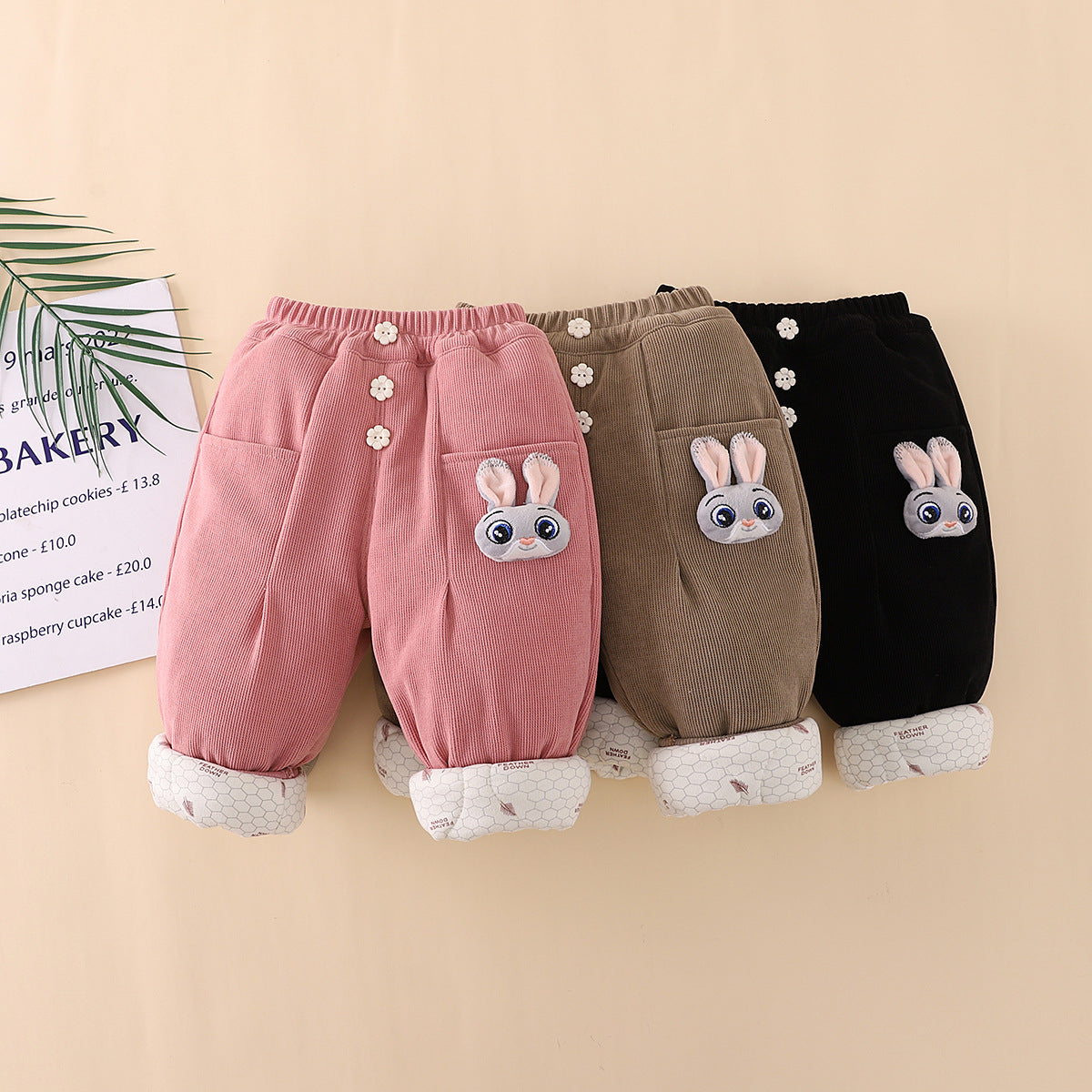 Children's Fleece-lined Thickened Cotton Western Style Outer Children's Pants