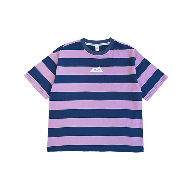 Children's Mountain Clothing Summer Boy's Short-sleeved Medium Large Striped Short Children's T-shirt