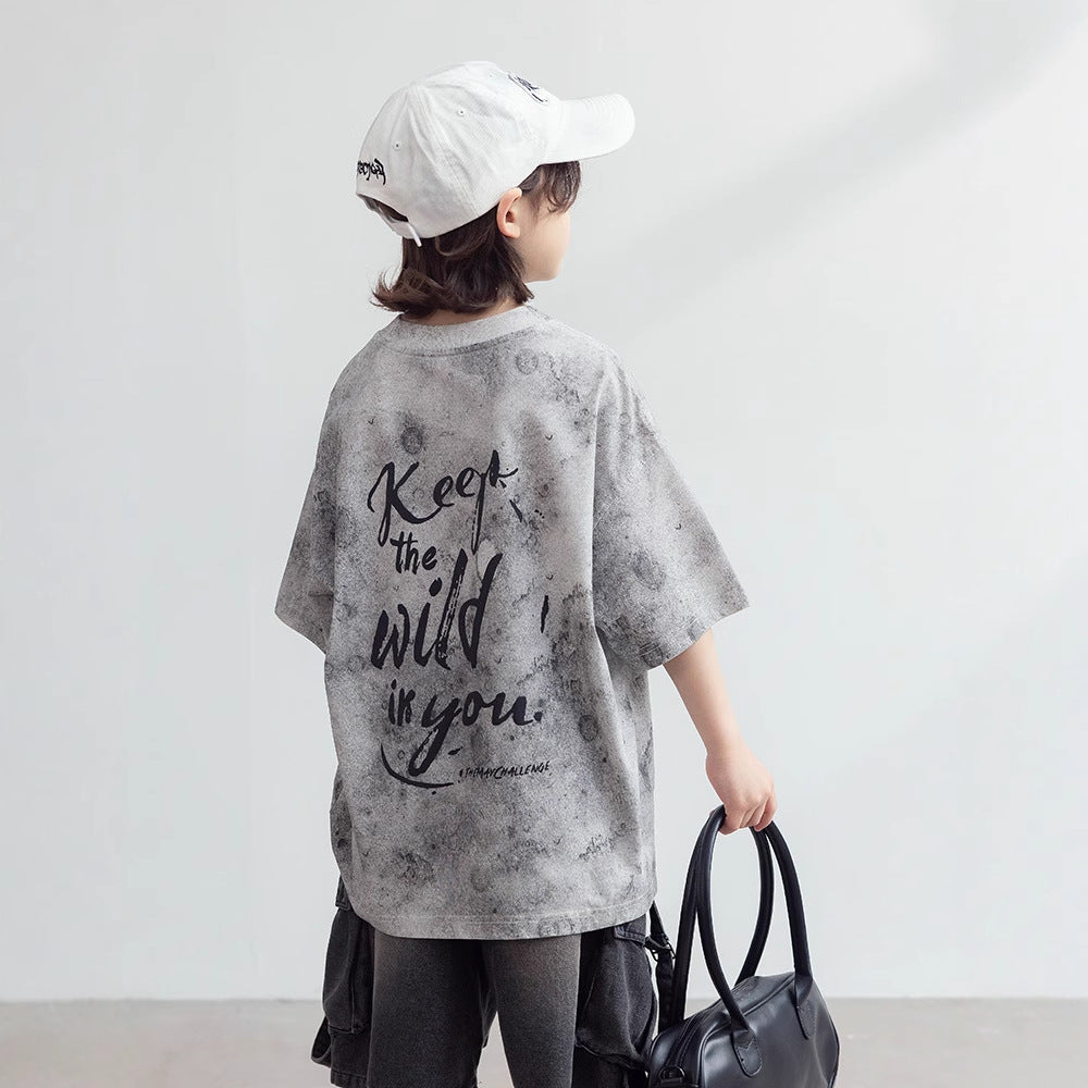 Children's Short-sleeved Summer Cotton Shirt Boys Middle Children's T-shirt