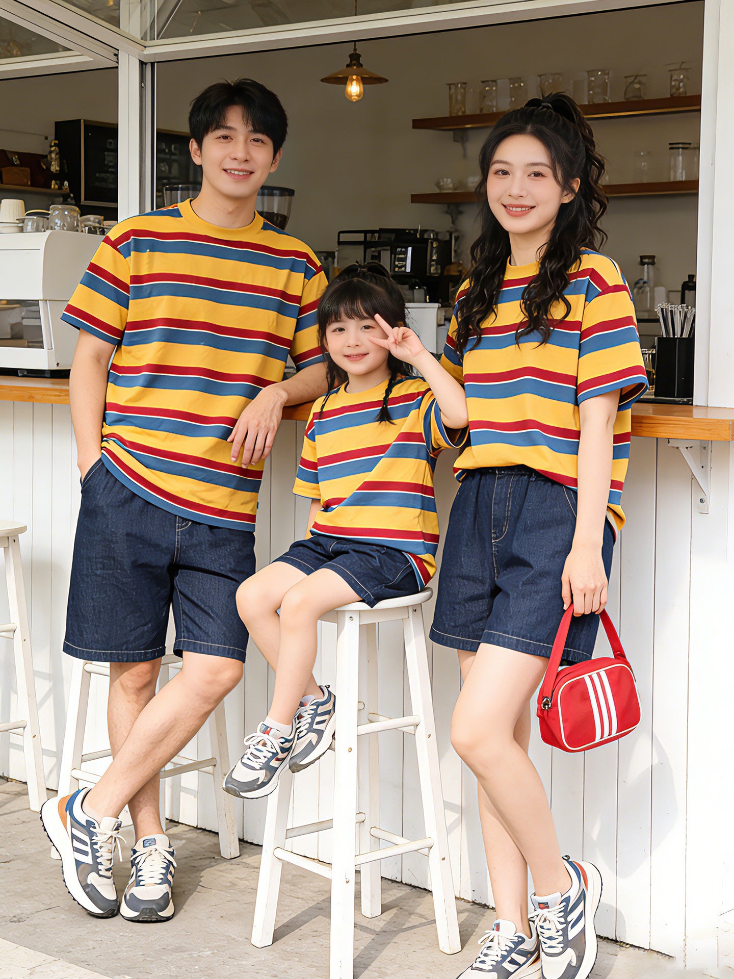 Wear Summer Pure Cotton Loose Short Sleeve Family Matching Travel Parent-child Outfit