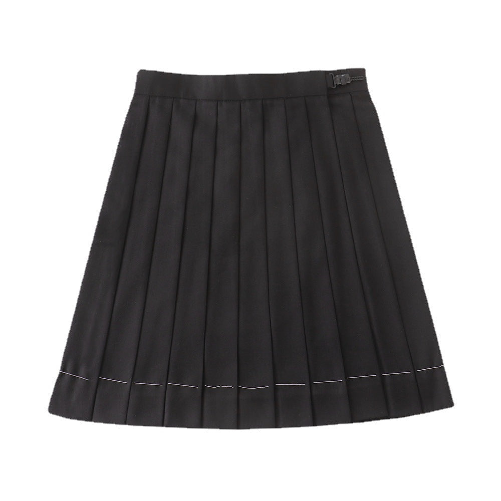 Pleated Orthodox Solid Color High Waist Skirt