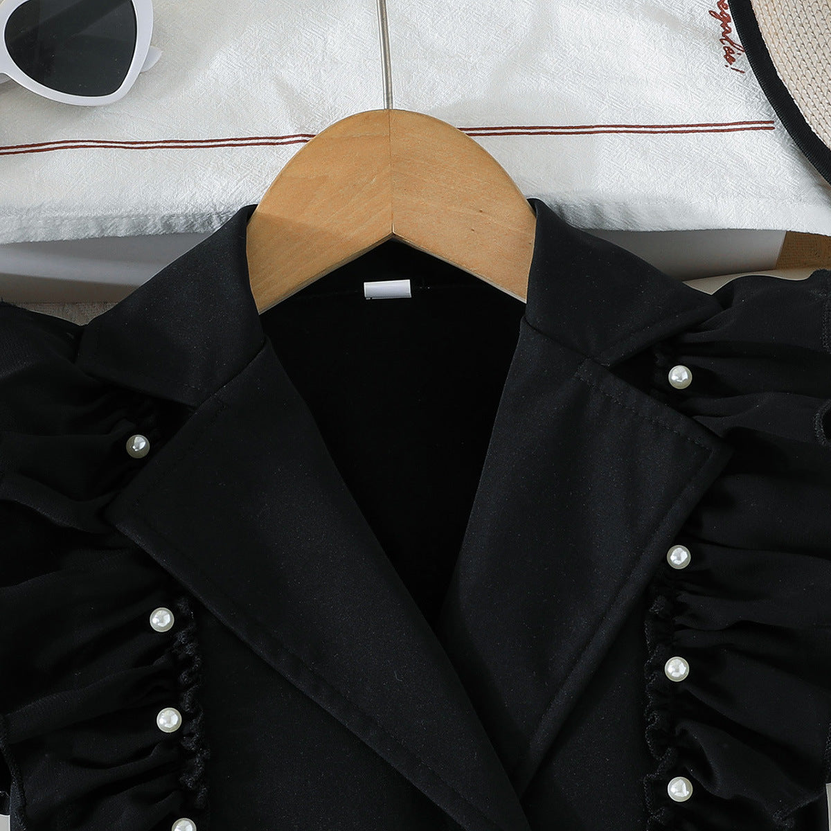Suit Collar Stringy Seedge Summer Black Children's Dress