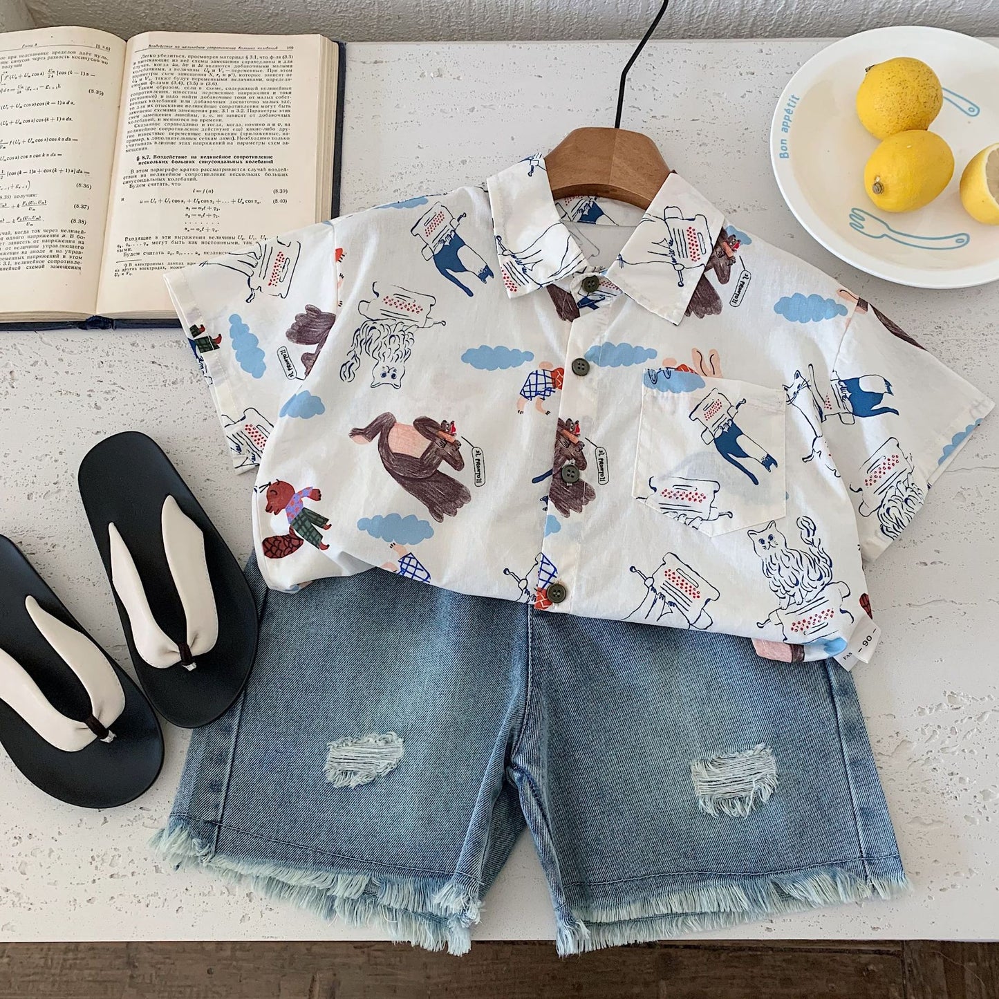 Children's Denim Shorts Summer Boys Ripped Frayed Children's Pants