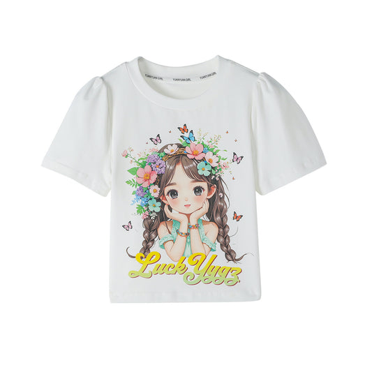 Children's Korean Short-sleeved Medium Big Casual Ice Porcelain Children's T-shirt