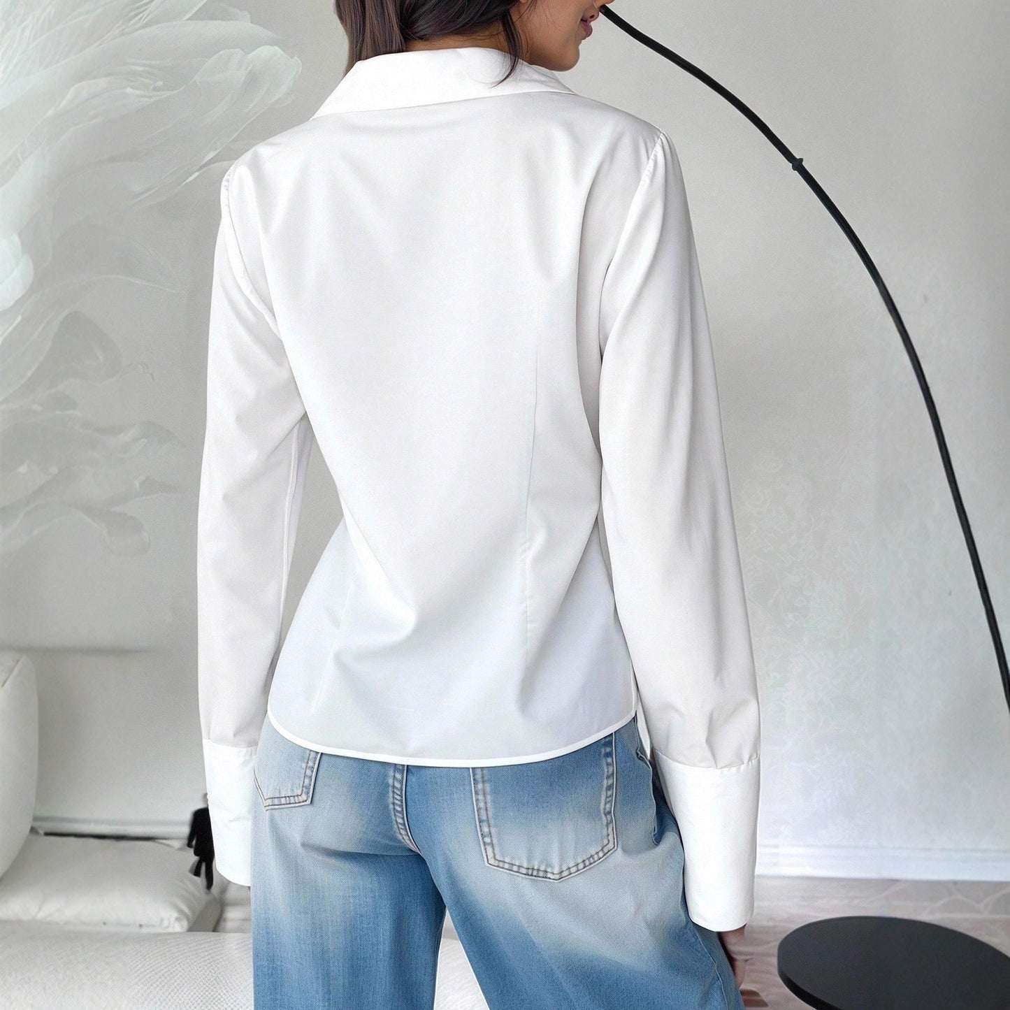 Women's Style Flared Sleeves Shirt Bandage Dress Hot Blouse
