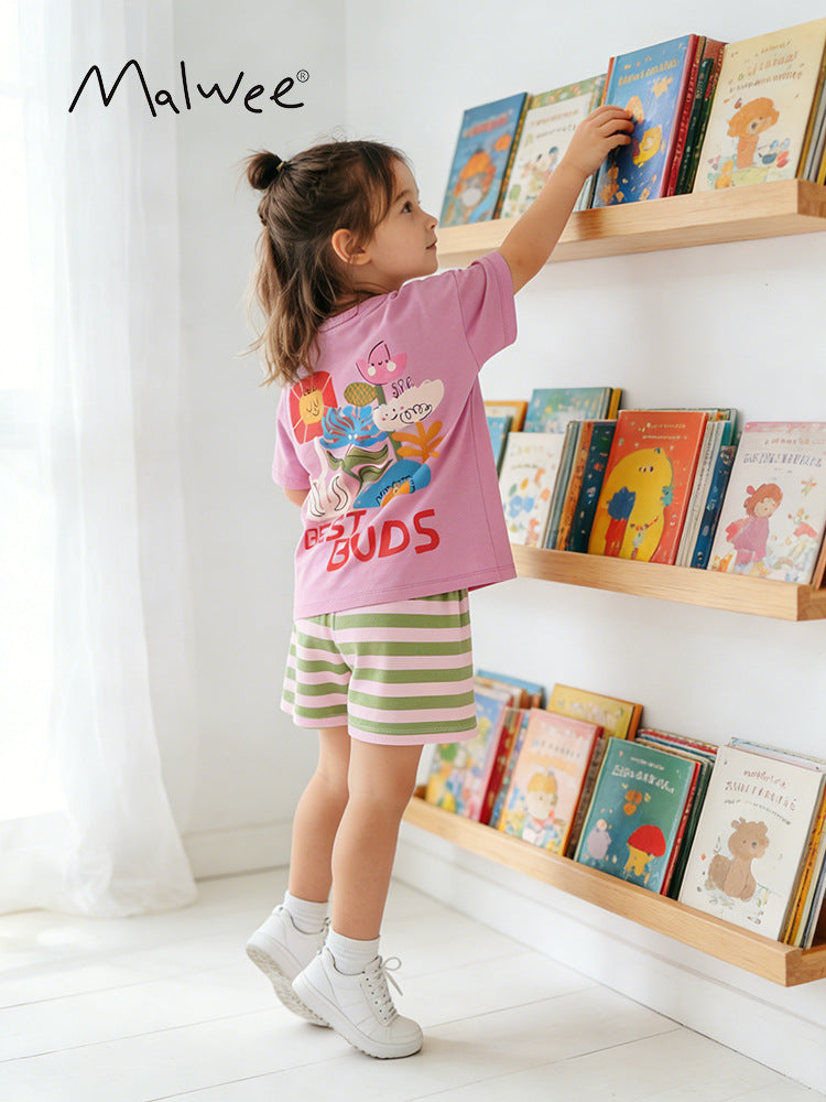 Children's Source Simple Clothes Two-piece Grid Summer Children's Suit