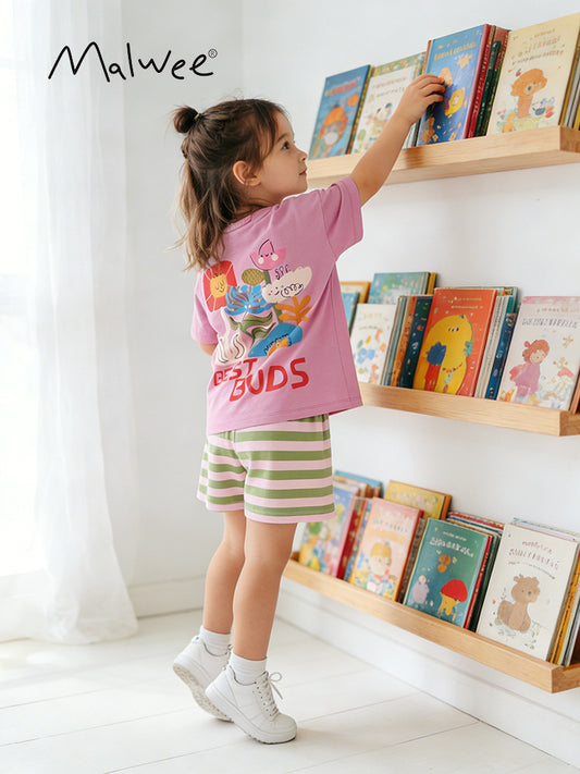 Children's Source Simple Clothes Two-piece Grid Summer Children's Suit
