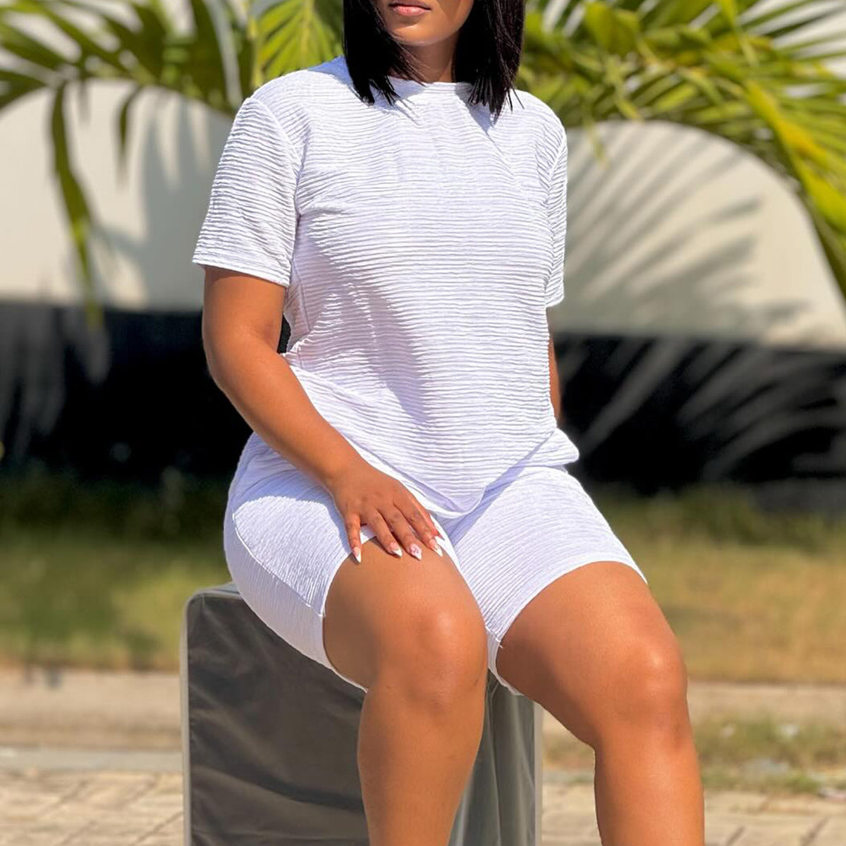 Women's Set Summer Loose Solid Color Short-sleeved Tops