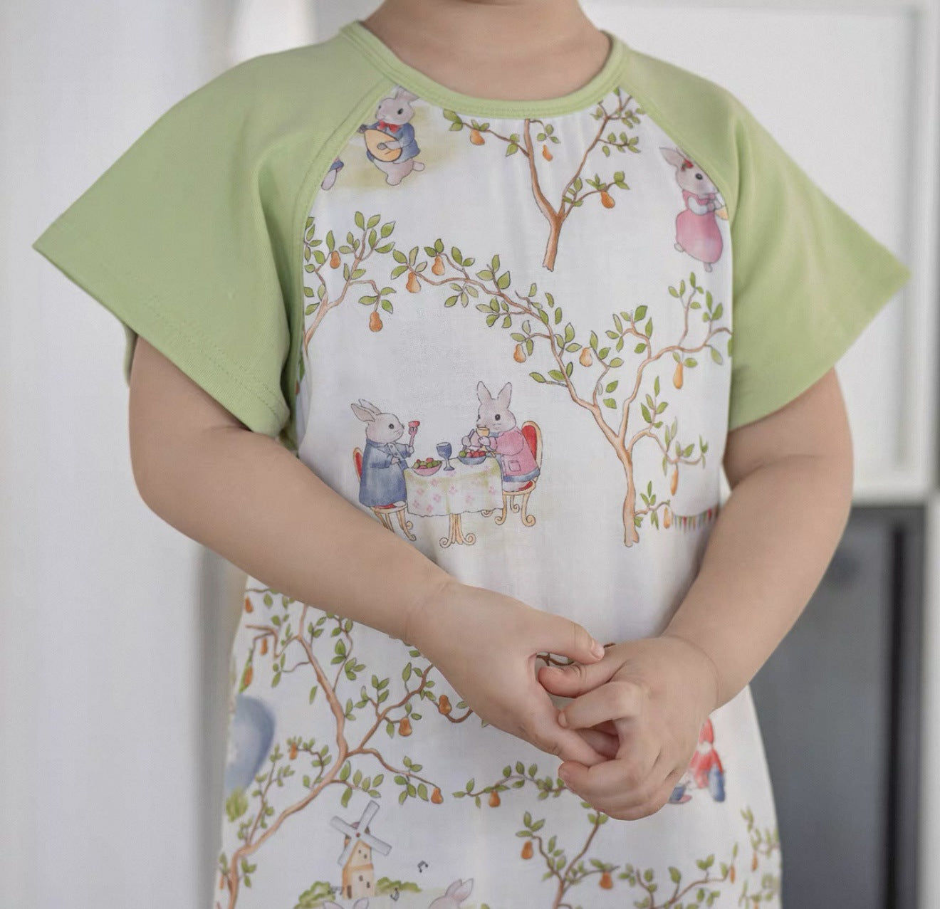 Bamboo Fiber Cool Gauze Summer Clothing Home Parent-child Outfit