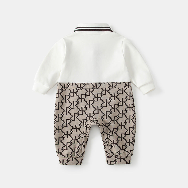 Jumpsuit Spring Boy's Rompers Bow Tie Letters Full Printed Strap Jumpsuit, Climbing Suit