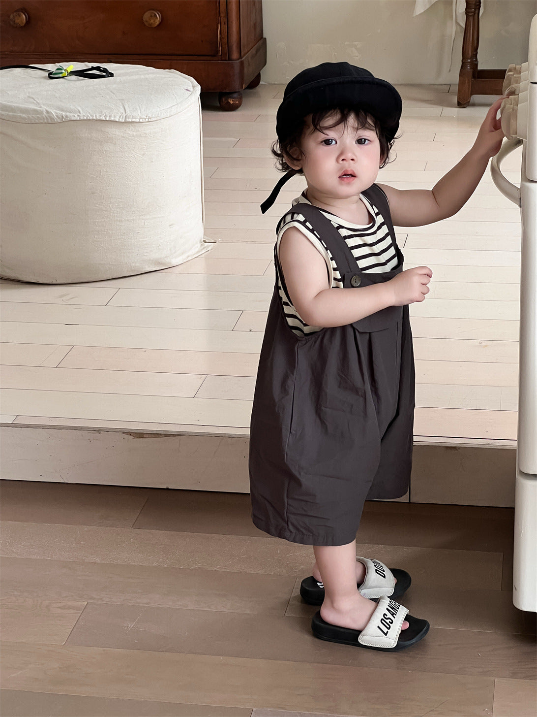 Children's Boy Summer Clothing Thin Clothes Korean Style Striped Children's Suit