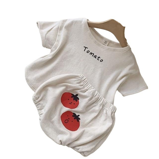 Summer Western Style Cool Popular Cartoon Letter T-shirt Children's Suit