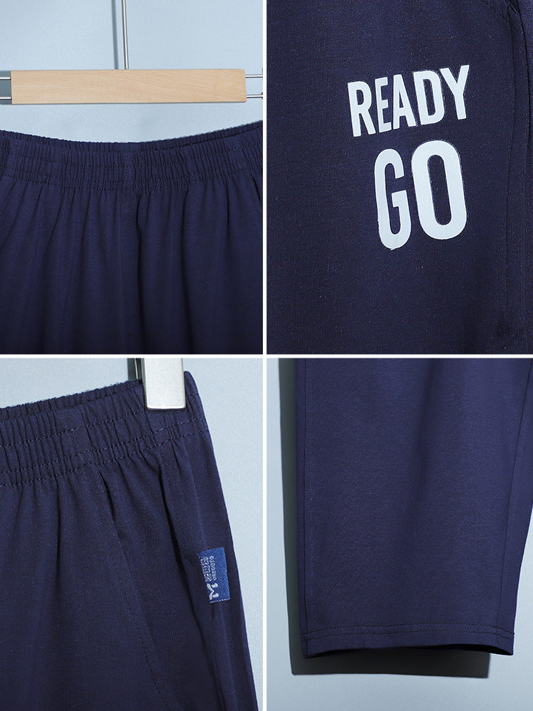 Children's Summer Thin Ice Porcelain Cotton Loose Green Little Children's Pants