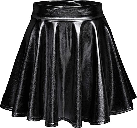 Sexy Performance Stage Leather Glossy Pleated A- Skirt