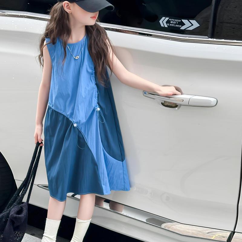Children's Drawstring Summer Medium Big Multicolor Vest Western Style Children's Dress