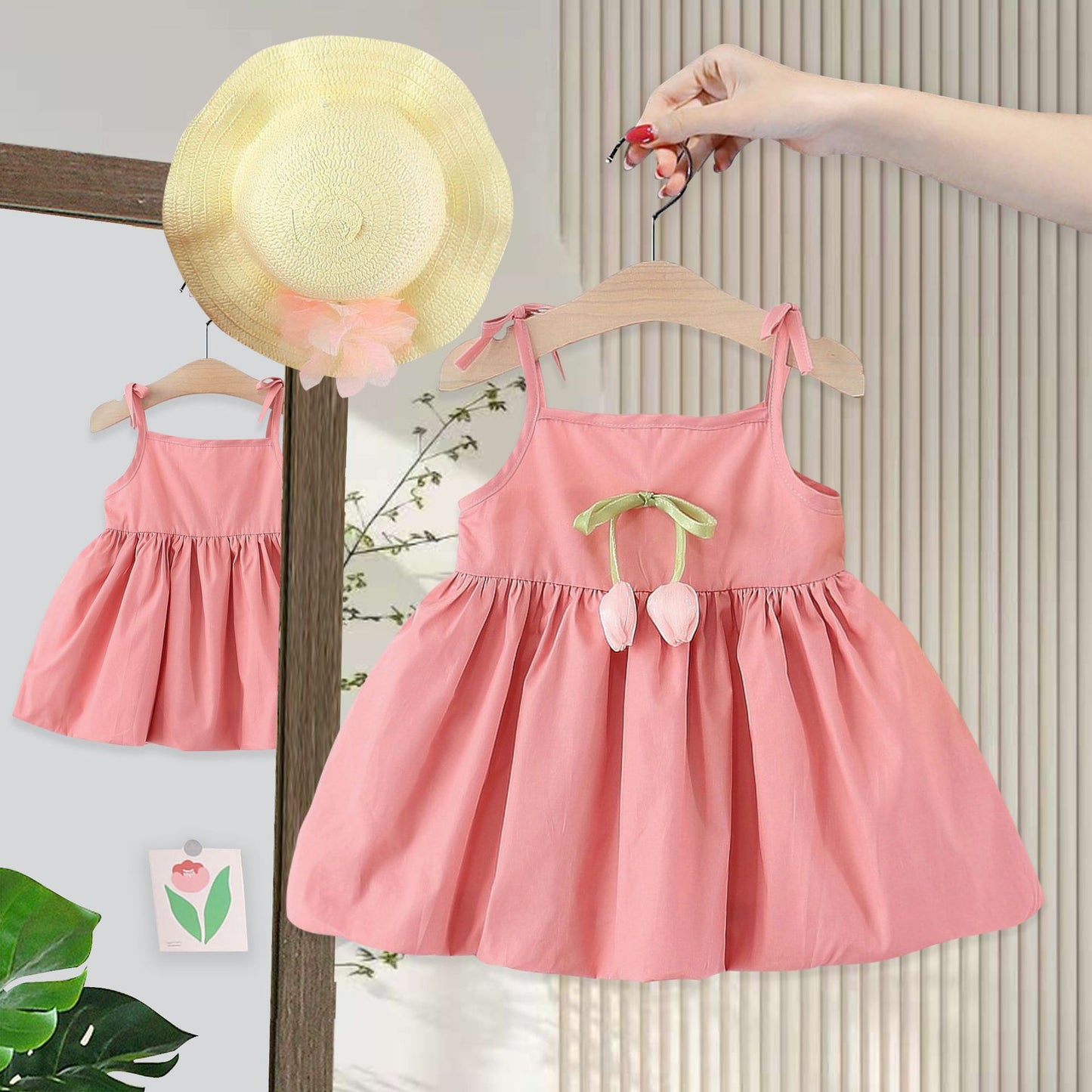 Children's Summer Tulip Cotton Clothing Korean Style Halter Children's Dress