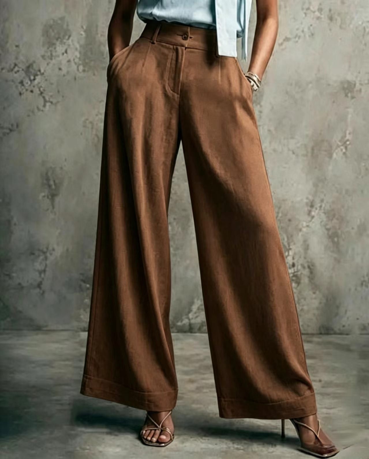 Women's Solid Color Wide Leg High Waist Loose Casual Pants