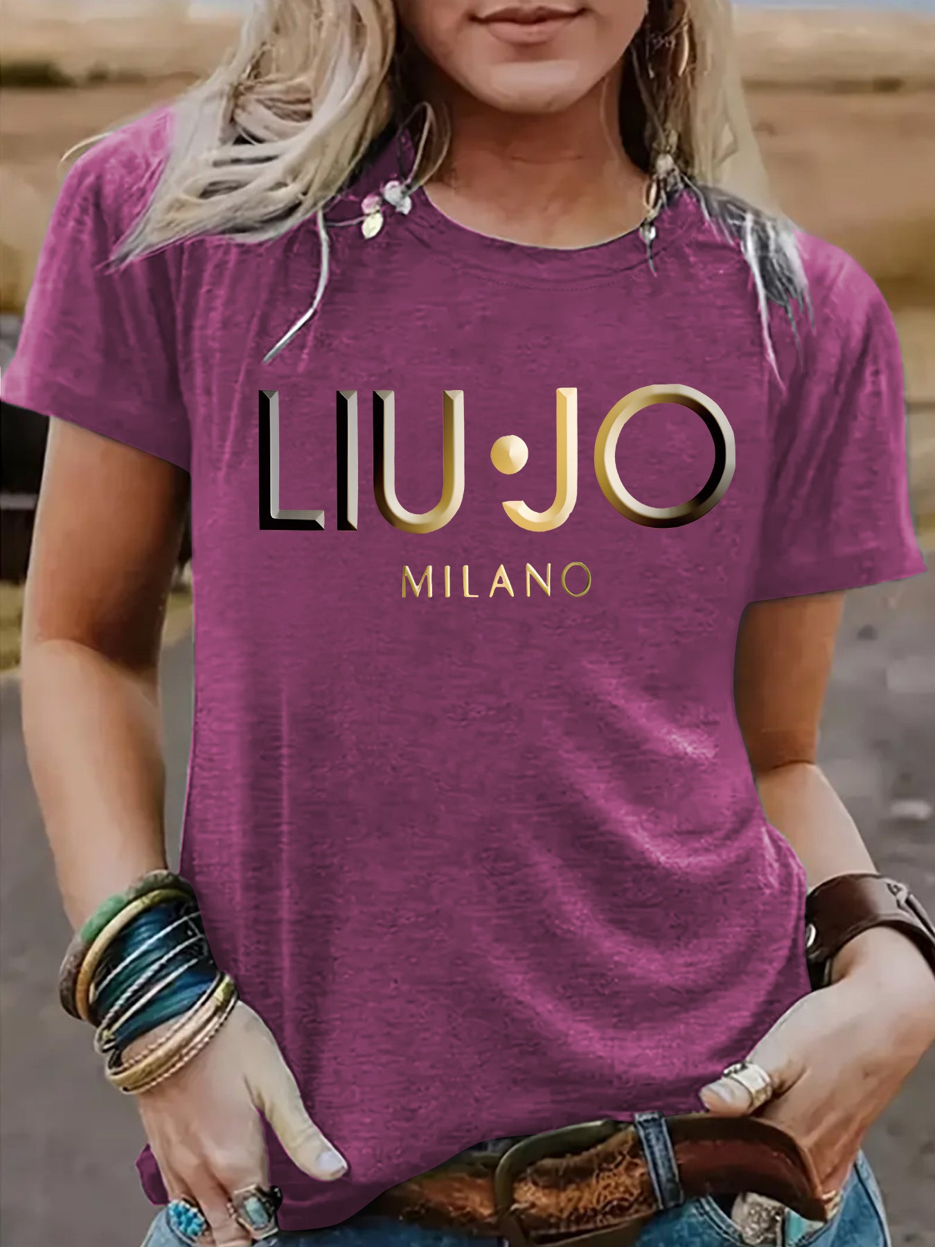 Women's Short-sleeved Slogan Fashion Loose Casual Round Women's T-shirt