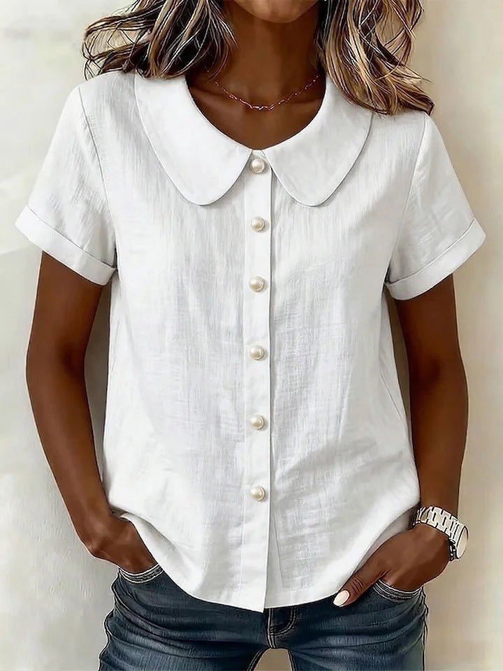 Women's Summer Solid Color Sleeve Casual Loose Blouse