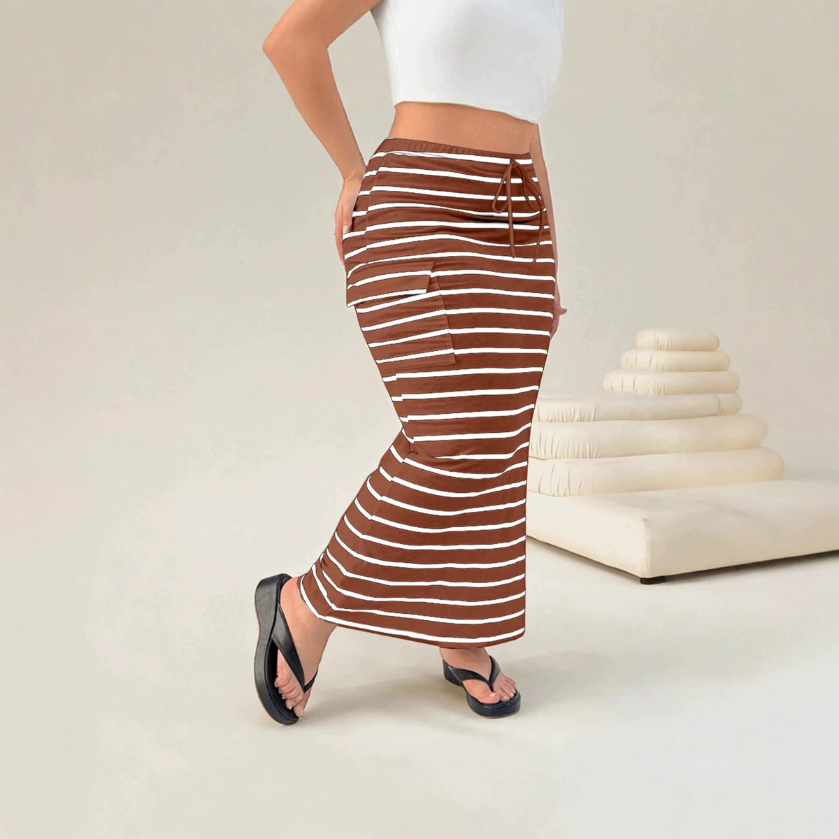 Women's Summer Striped Knitted Hip Slim Fit Clothing