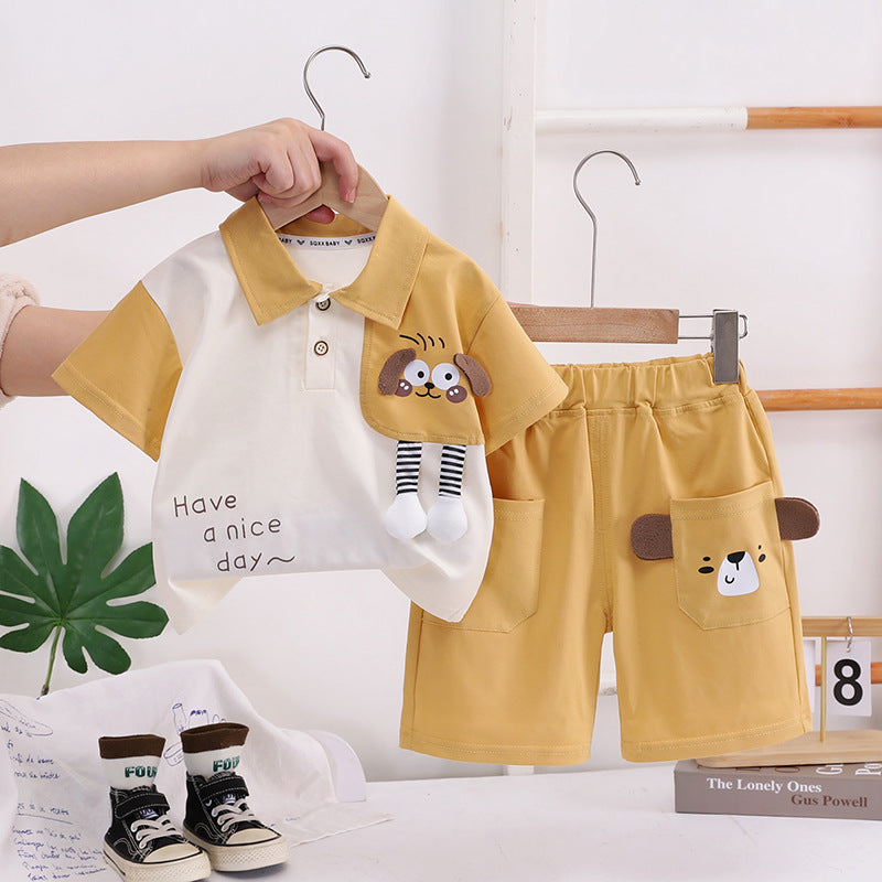 Children's Summer Cartoon Clothes For Boys Short Sleeve Two-piece Thin Children's Suit