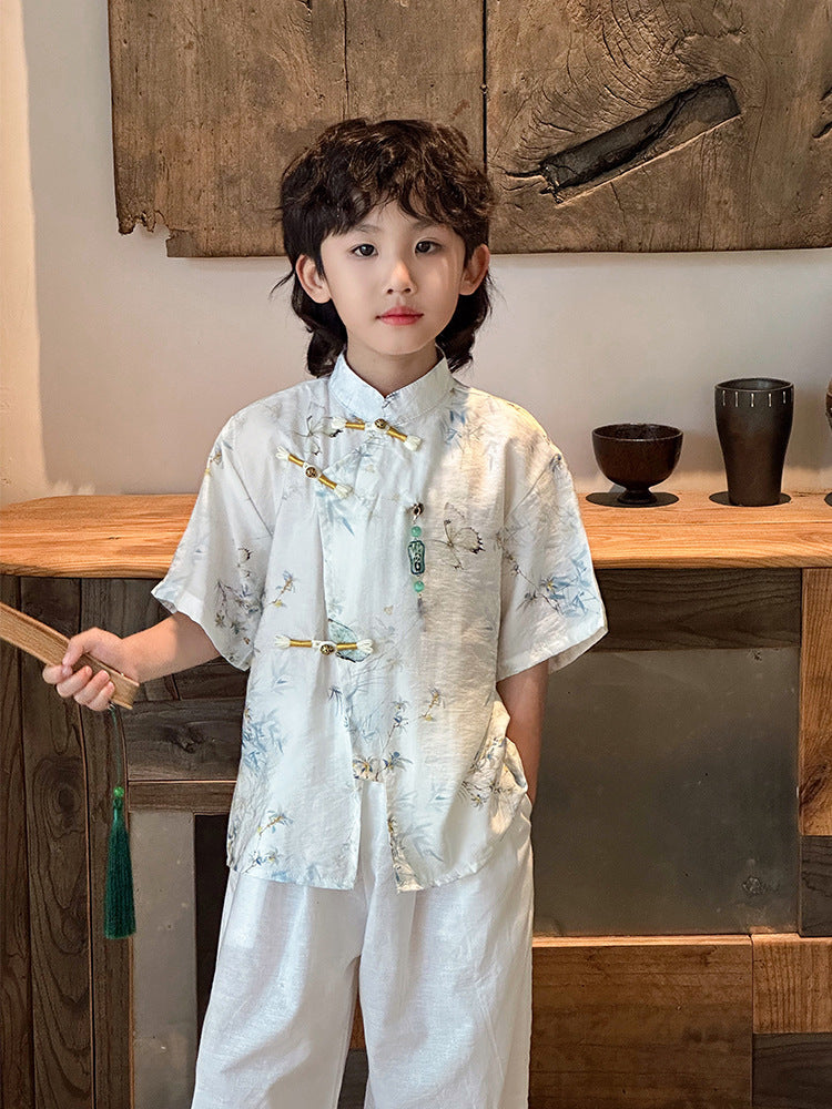 Children's Han Chinese Clothing Summer Short-sleeved Antique Children's Suit