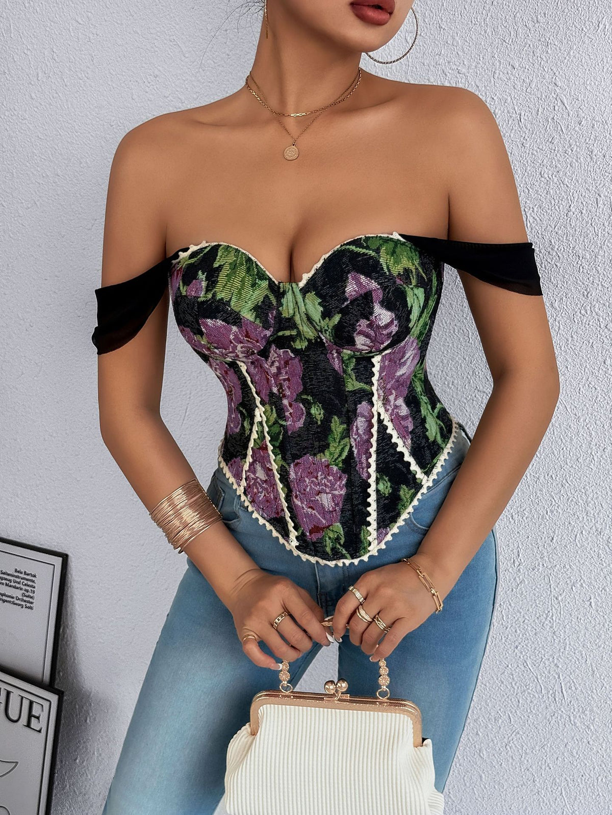 Retro French Jacquard Oil Painting Sense Palace Style Chest Wrap Small Vest/suspenders/tube Top