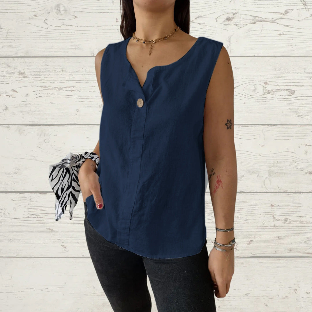 Women's Summer Loose Shirt Cotton Linen Button Small Vest/suspenders/tube Top