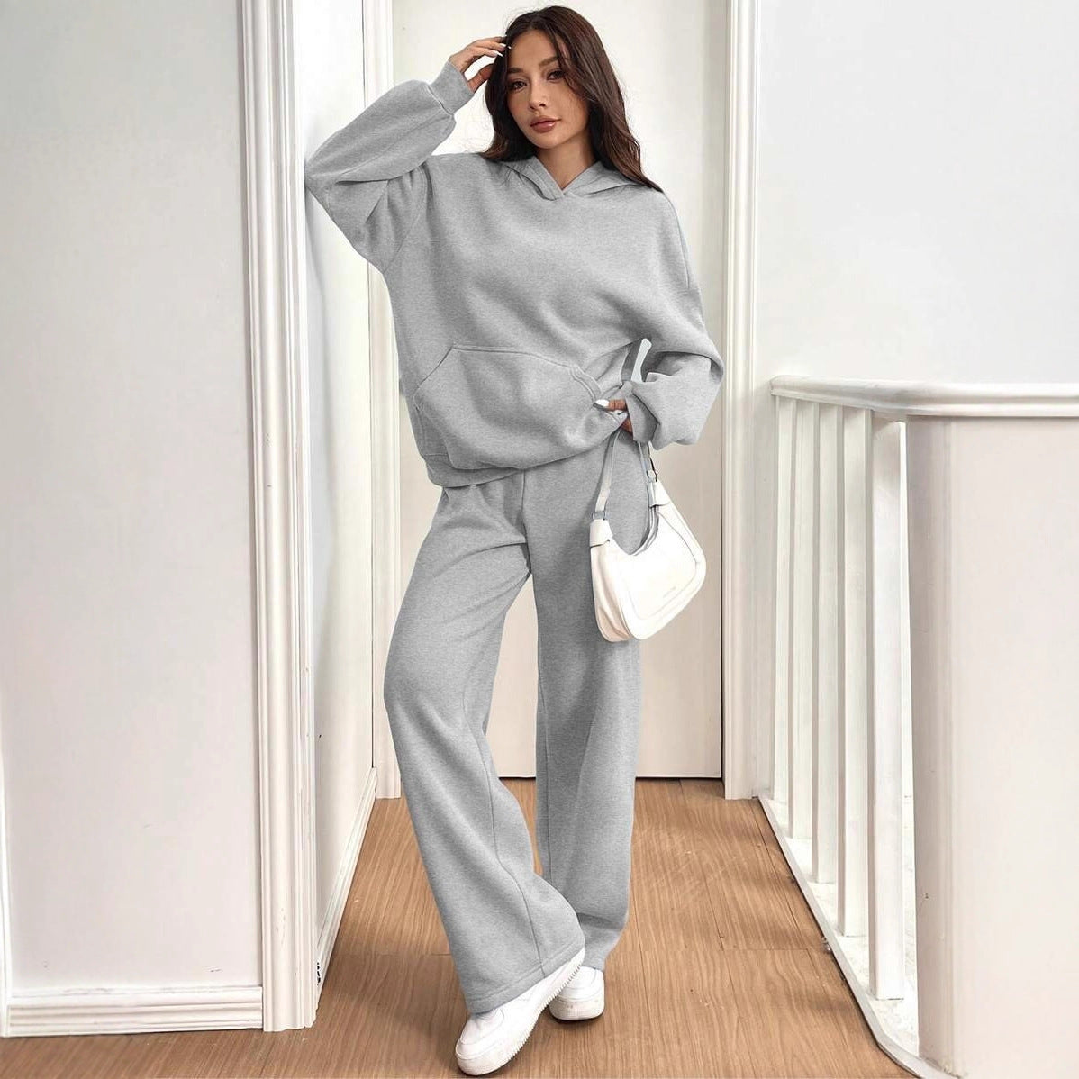 Women's Leisure Warm Hooded Sports Long Winter Fashion Casual Suit