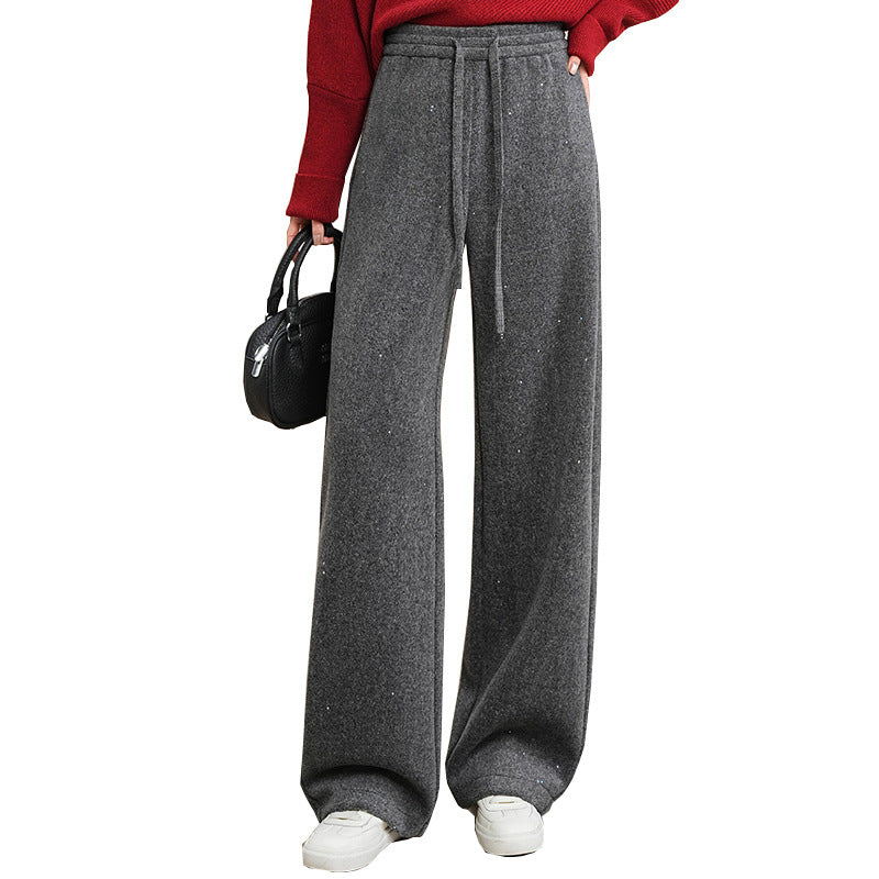 Women's Dark Gray Sequined Fleece American Machete Small Pants