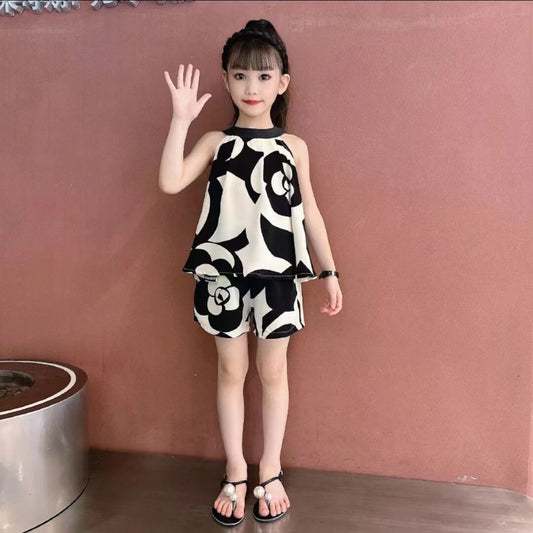 Children's Summer Fashionable Sleeveless Thin Type Chiffon Big Children's Suit