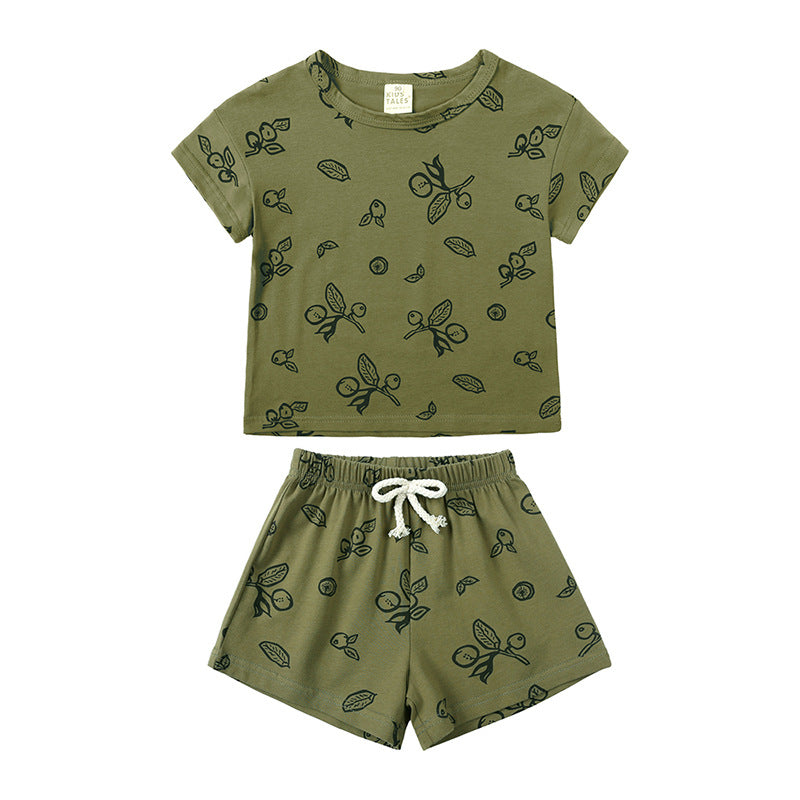 Men's & Children's Summer Infant Striped T-shirt Shorts Two-piece Trendy Children's Suit