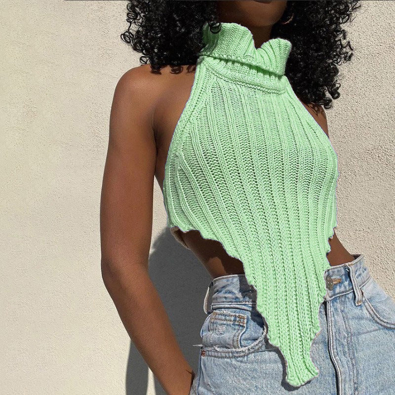 Women's Irregular Backless Woolen Can Wear Outside Small Vest/suspenders/tube Top