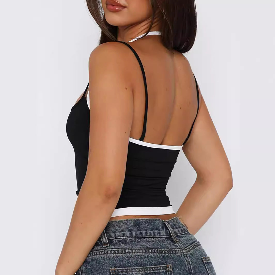 Comfortable Women's Casual Black White Sling Small Vest/suspenders/tube Top