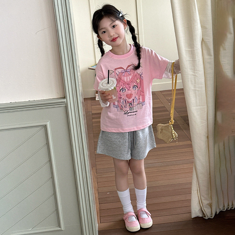 Children's Summer Casual Sports Shorts Western Style Solid Color Loose-fitting Lightweight Children's Pants