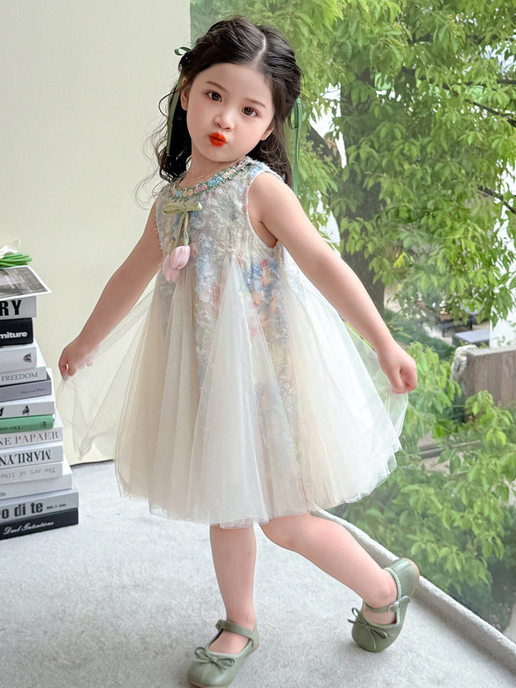 Children's Clothing Princess Skirt Vest Summer Sleeveless Chinese Children's Dress