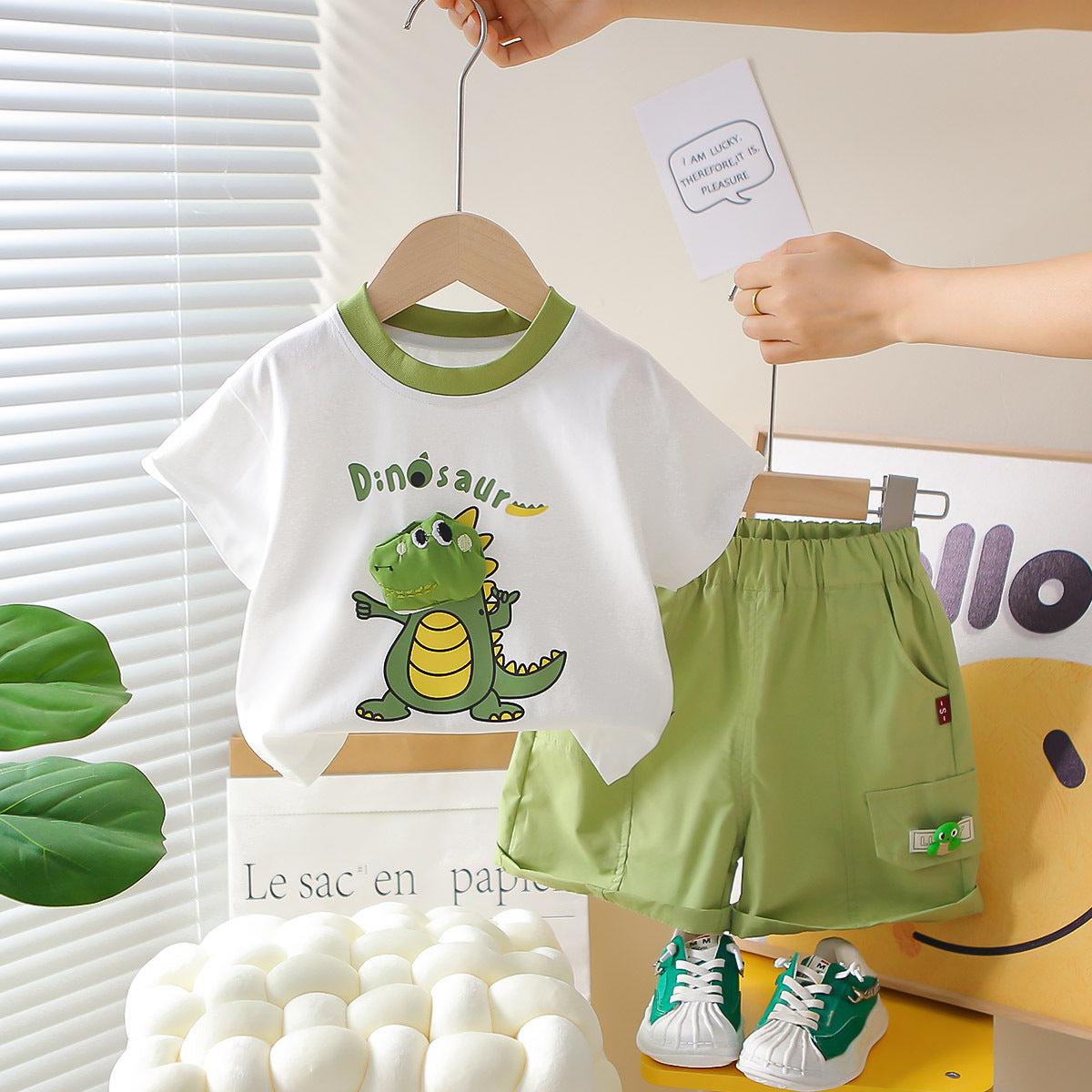 Children's Korean Style Clothing Boys Summer Dinosaur Short Sleeve Boy Children's Suit