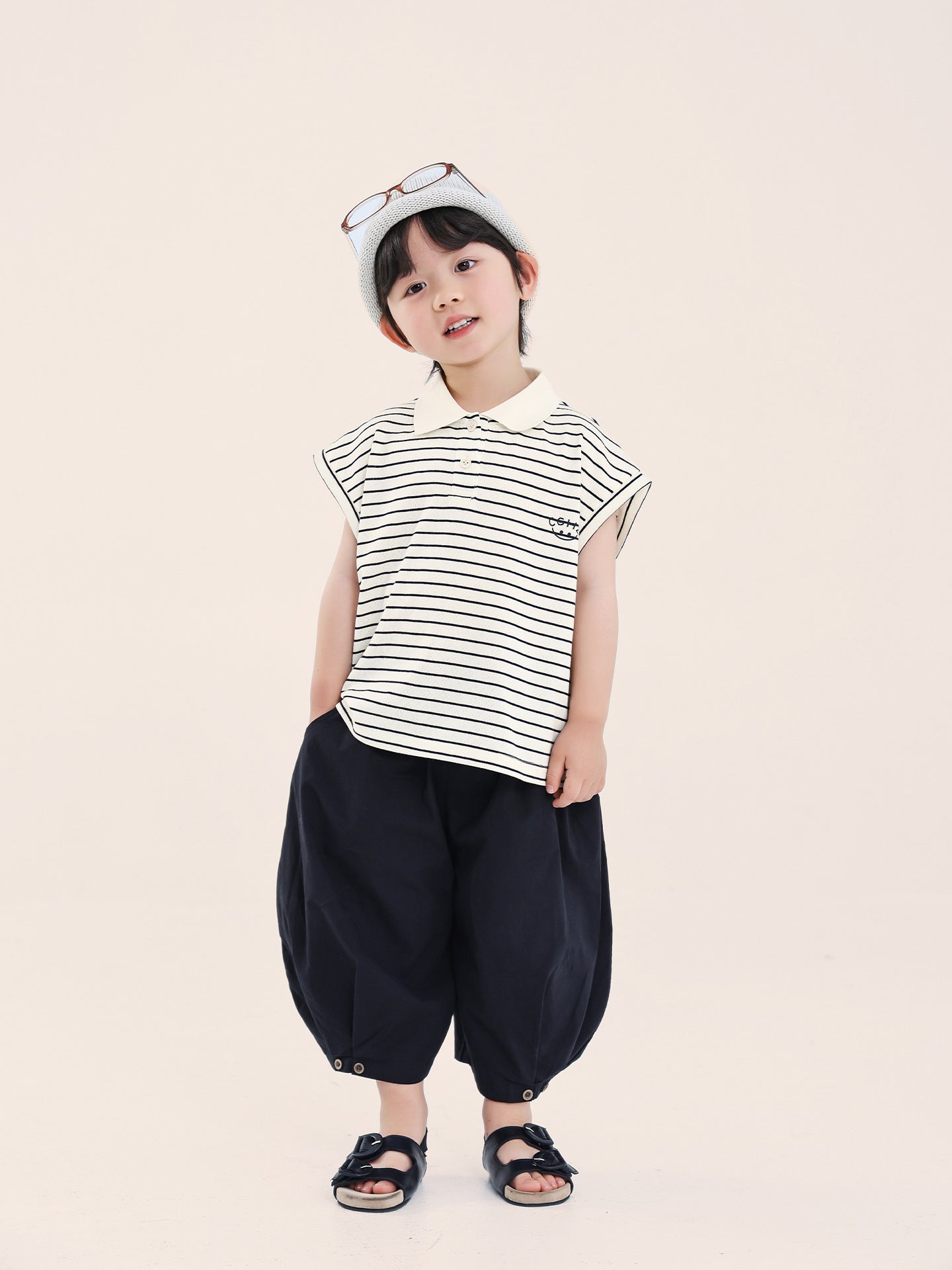 Children's Boy's Short-sleeved Summer Striped Shirt Sleeveless Children's T-shirt