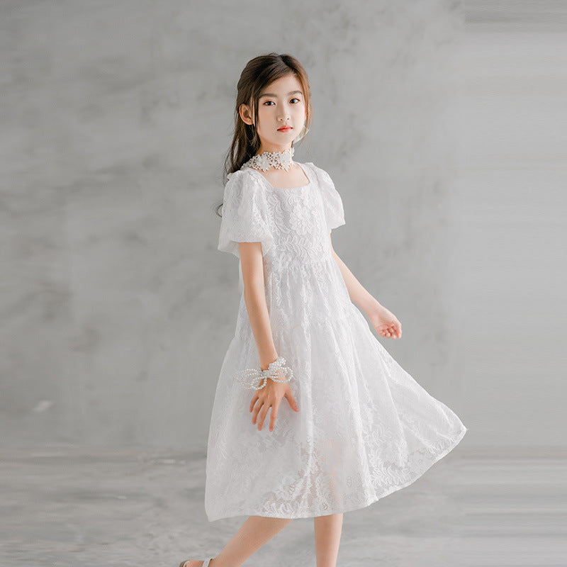 Children's Princess Summer Korean Lace Pearl Children's Dress