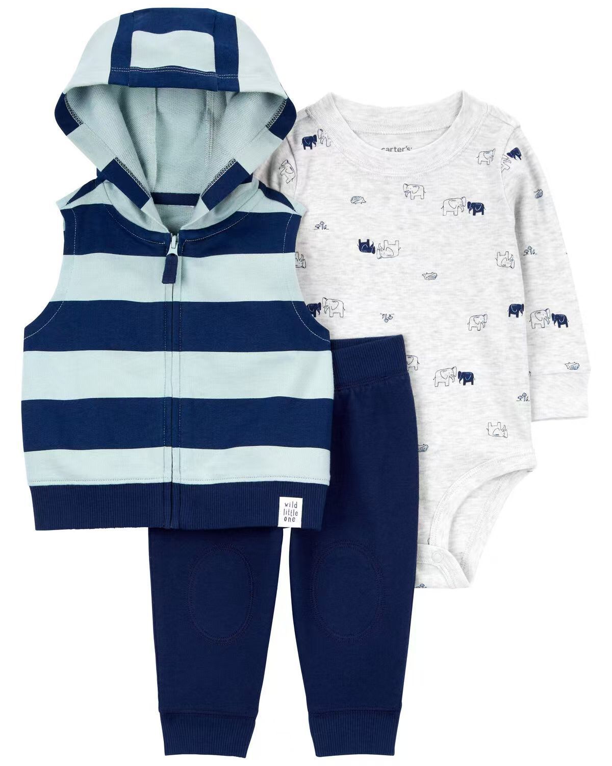 Women's & Men's Clothing Sweater Jacket Hooded Long-sleeved Romper Three-piece Children's Suit
