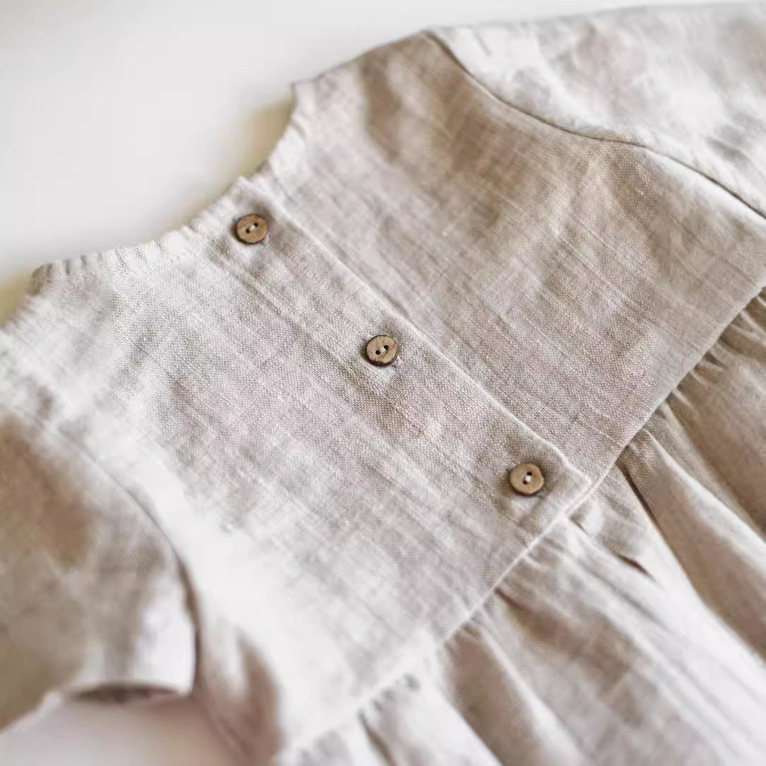 Summer Linen Born Jumpsuit Solid Color Short Sleeve Jumpsuit, Climbing Suit